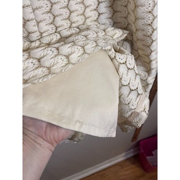 Handmade Maxi Skirt XS Cream Metallic Boho Western Classic Glam Retro Chic 70s - Picture 10 of 12